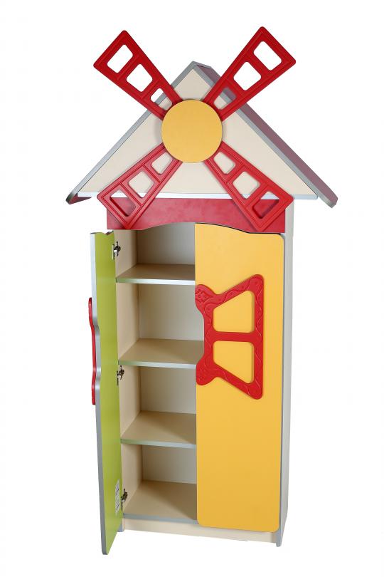 Стінка дитяча "Квіткова поляна" №9 "Млин" з закритими полицями, для дидактичного матеріалу, книг, особистих речей дітей,( ТОВ ‘’АЛМАНТ’’), 920х320х1776 мм.